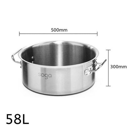 SOGA Stock Pot 58L Top Grade Thick Stainless Steel Stockpot 18/10 Without Lid • LUZ-StockPot58L-JPOT