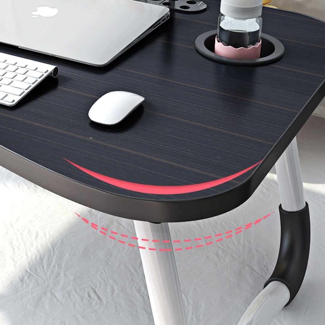 SOGA 2X Black Portable Bed Table Adjustable Foldable Bed Sofa Study Table Laptop Mini Desk with Notebook Stand Cup Slot Home Decor • LUZ-BedTableH301X2
