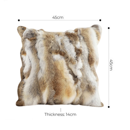 SOGA 2X 45cm Throw Pillow Coffee Rabbit Fur Square Warm Cozy Decorative Cushion Home Decor • LUZ-FrenchCushion310X2
