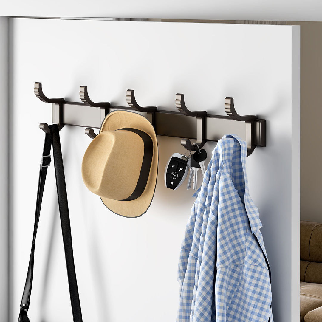 SOGA 37cm Wall Mounted Towel Rack Space-Saving Hanger Organiser with Durable Hooks • LUZ-TAN1017