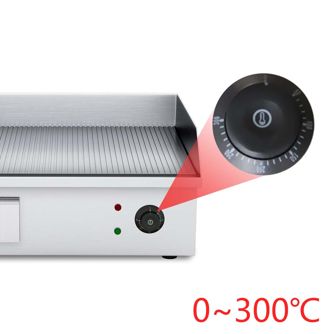 SOGA 2200W Stainless Steel Ribbed Griddle Commercial Grill BBQ Hot Plate 56*48*23cm • LUZ-Griddle818-10G
