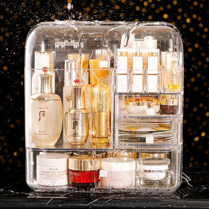 SOGA Transparent Cosmetic Storage Box Clear Makeup Skincare Holder with Lid Drawers Waterproof  Dustproof Organiser • LUZ-BathC107