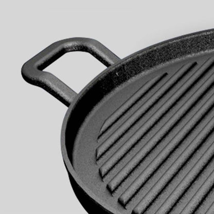 SOGA 30cm Ribbed Cast Iron Frying Pan Skillet Coating Steak Sizzle Platter • LUZ-ZPaiB7