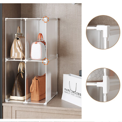 SOGA 2 Tier Multifunctional PP Plastic Bag Box Portable Cubby DIY Storage Shelves Stackable Handbag Purse Organiser • LUZ-BagBox004