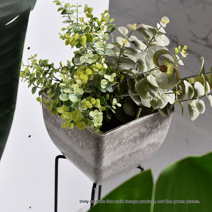 SOGA 32cm Rock Grey Square Resin Plant Flower Pot in Cement Pattern Planter Cachepot for Indoor Home Office • LUZ-FPotF3252