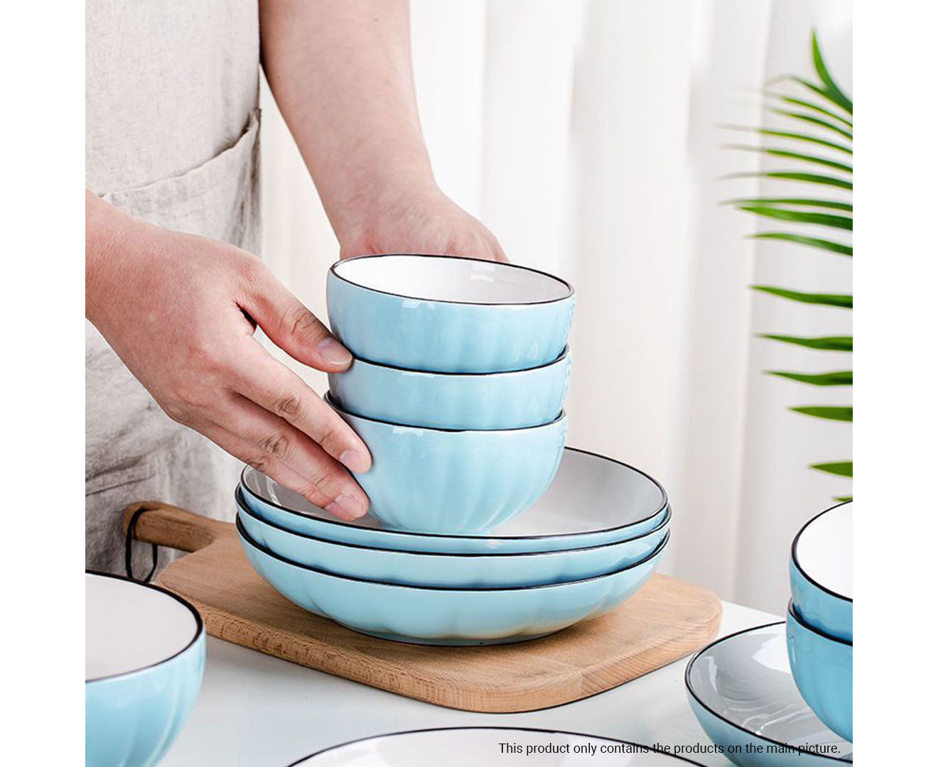 SOGA Blue Japanese Style Ceramic Dinnerware Crockery Soup Bowl Plate Server Kitchen Home Decor Set of 9 • LUZ-BowlG305