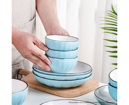 SOGA Blue Japanese Style Ceramic Dinnerware Crockery Soup Bowl Plate Server Kitchen Home Decor Set of 9 • LUZ-BowlG305