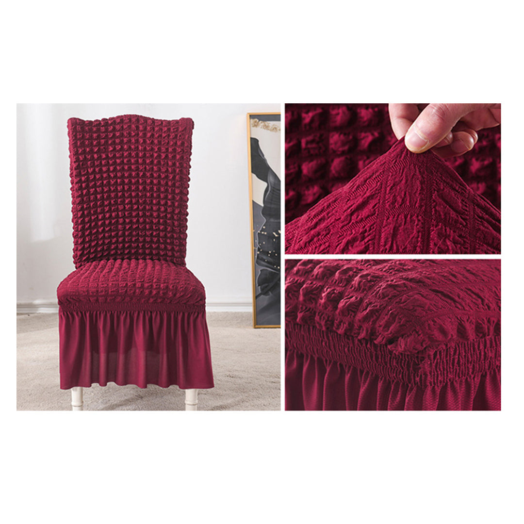 SOGA 2X Burgundy Chair Cover Seat Protector with Ruffle Skirt Stretch Slipcover Wedding Party Home Decor • LUZ-Chaircov21AX2