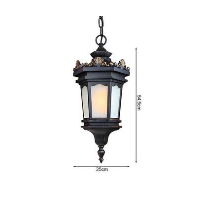 Vintage Lamp 2X 54.5cm Elegant Aluminum & Glass Lantern Chandelier Classic Hanging Light Fixture Antique Style • LUZ-Lamp320HangX2
