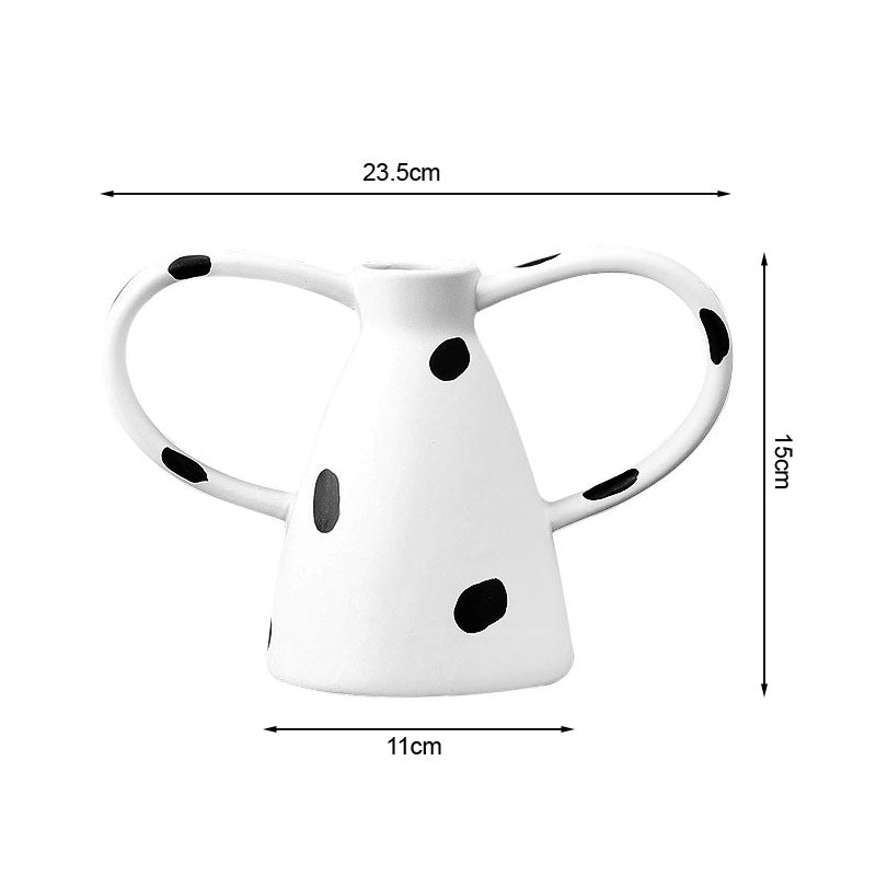 SOGA 2X 23.5x11cm Ornament Vase with Polka Dot Handicraft Decorations in Living Room Home Decor • LUZ-Ornament2918X2