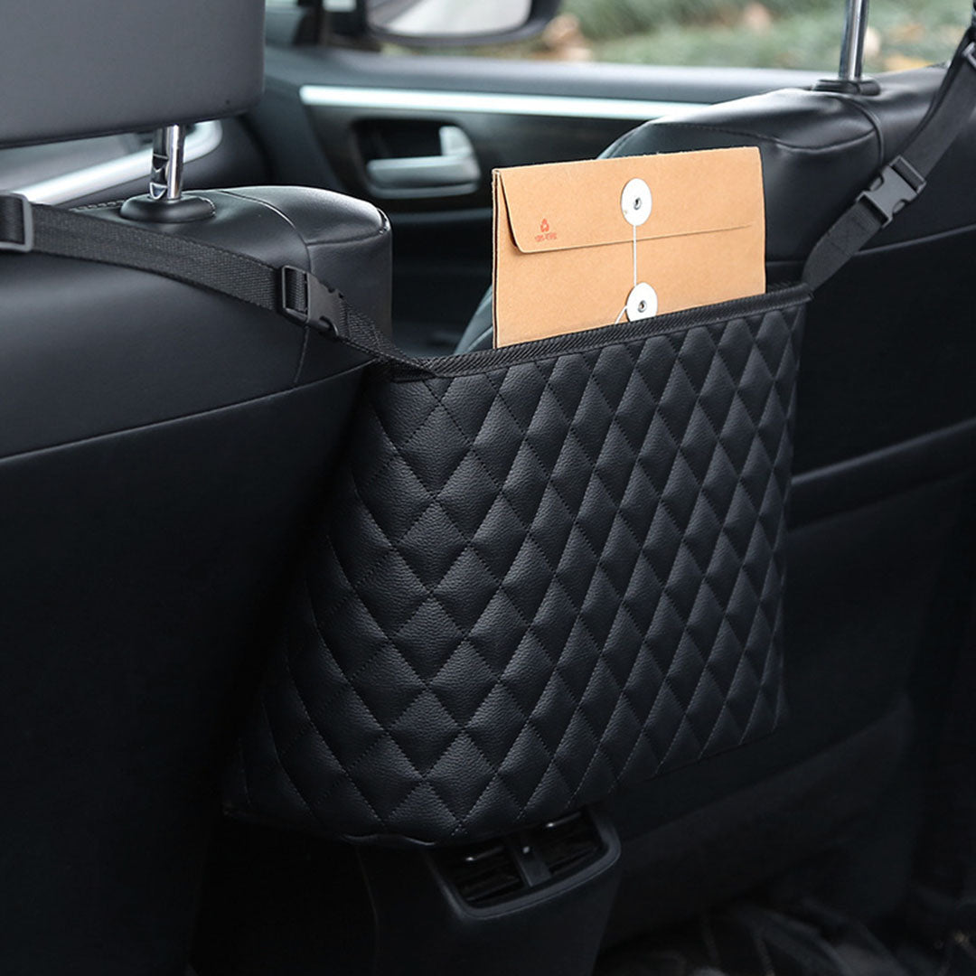 SOGA Black Leather Car Storage Portable Hanging Organizer Backseat Multi-Purpose Interior Accessories Bag • LUZ-CarStorageBag312
