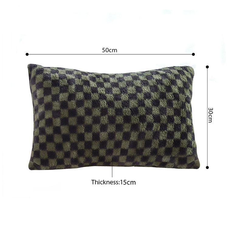 SOGA 2X 30cm Urban Light Luxury Dark Green Checkered Lumbar Throw Pillow • LUZ-FrenchCushion239X2