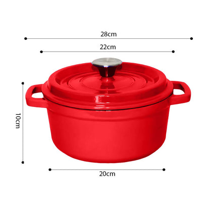 SOGA Cast Iron 22cm Enamel Porcelain Stewpot Casserole Stew Cooking Pot With Lid 2.7L Red • LUZ-Stewpot22cmRed
