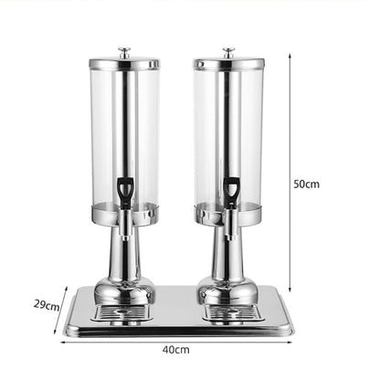 SOGA 6L Dual Silver Stainless Steel Beverage Dispenser Ice Cylinder Clear Juicer Hot Cold Water Jug • LUZ-VICDispenser5713