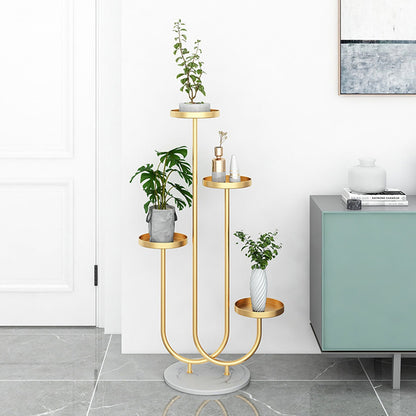 SOGA 2X U Shaped Plant Stand Round Flower Pot Tray Living Room Balcony Display Gold Metal Decorative Shelf • LUZ-FPotH101X2