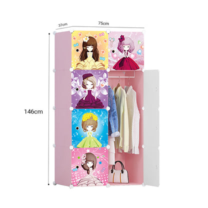 SOGA 8 Cubes Princess Design Portable Wardrobe Divide-Grid Modular Storage Organiser Foldable Closet • LUZ-Wrobe2014