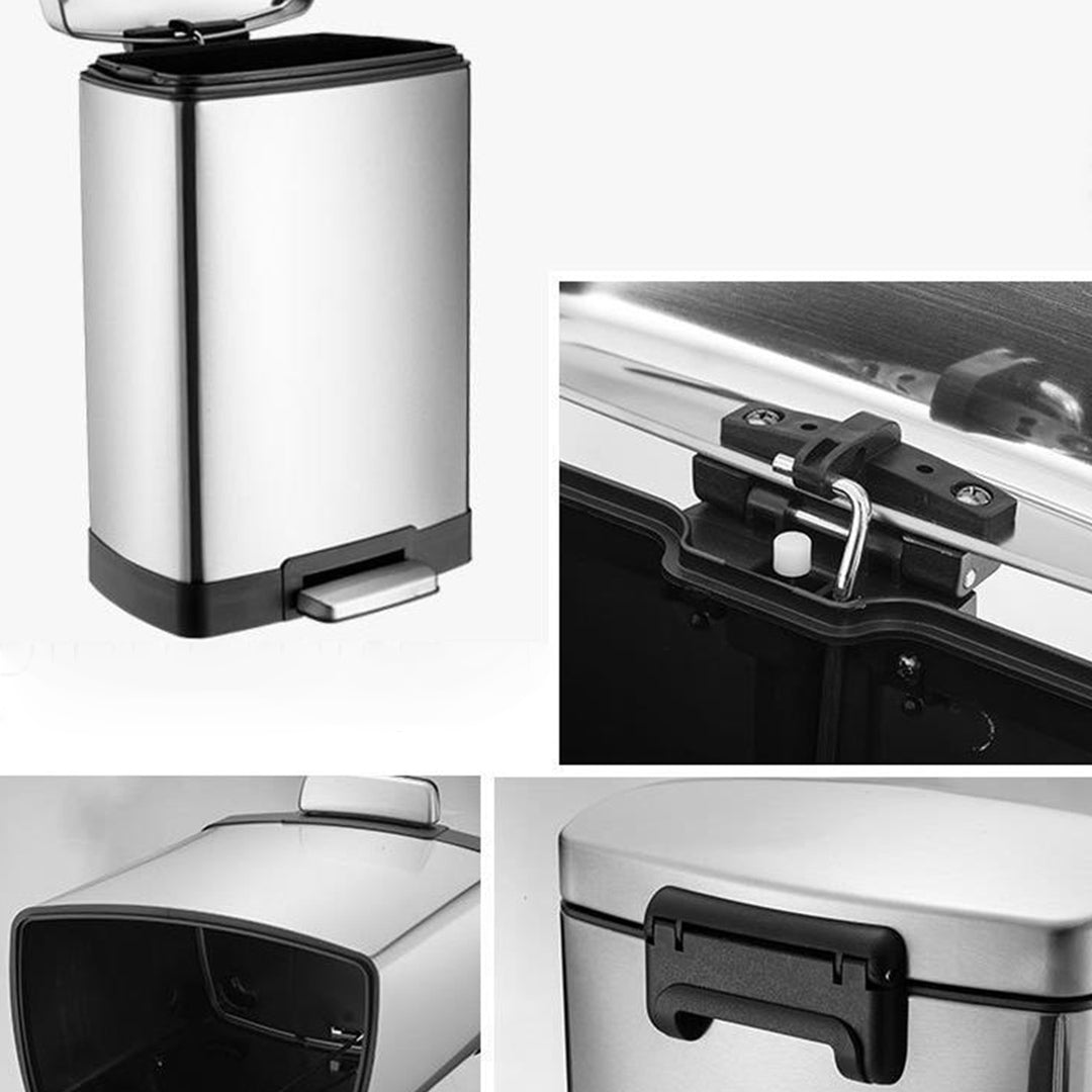 SOGA 4X Foot Pedal Stainless Steel Rubbish Recycling Garbage Waste Trash Bin Rectangular Shape 12L Silver • LUZ-RubbishBinU12L05X4