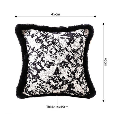 SOGA 2X 45cm Vintage Black Herringbone Pillowcase Set & Square Throw Pillow • LUZ-FrenchCushion254X2