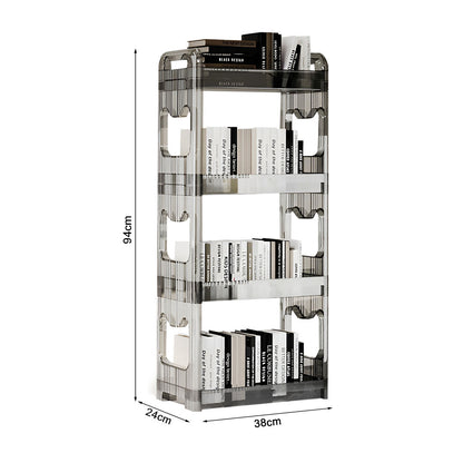 SOGA 2X 38x24cm Clear 4 Tier Bookshelf & Cosmetic Storage Organizer Trolley Rack • LUZ-BookSheClear5X2