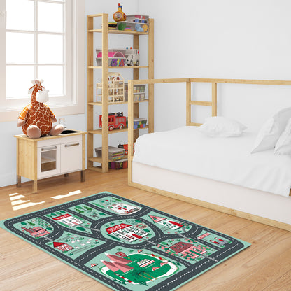 SOGA 2X 120cm Kids Rug Street Map Play Mat, Educational Baby Theme Park Area Rugs • LUZ-KidCarpet605X2