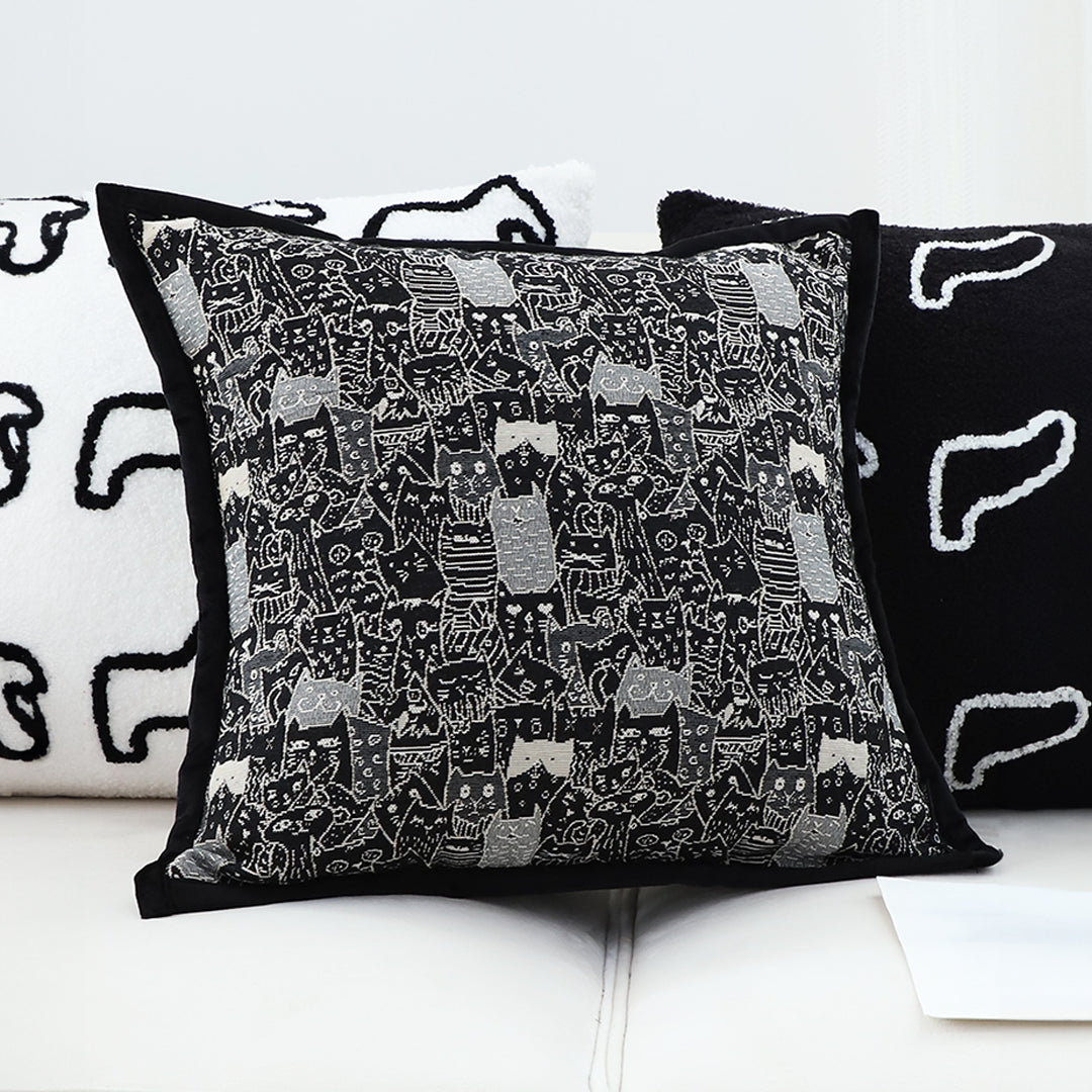 SOGA 45cm Throw Pillow Black Cat Paradise Wide Border Decorative Cushion for Living Room • LUZ-FrenchCushion293