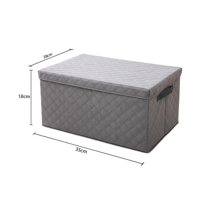 SOGA 2X Small Grey Non-Woven Diamond Quilt Grid Fabric Storage/Organizer Box • LUZ-SBox041X2