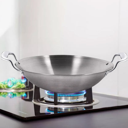 SOGA 2X 3-Ply 42cm Stainless Steel Double Handle Wok Frying Fry Pan Skillet with Lid • LUZ-WokTRIFPG42X2