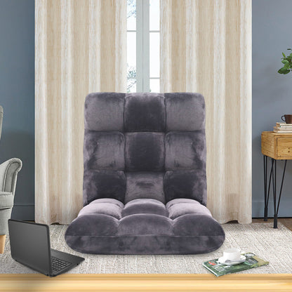 SOGA Floor Recliner Folding Lounge Sofa Futon Couch Folding Chair Cushion Grey • LUZ-LoungeChairGrey