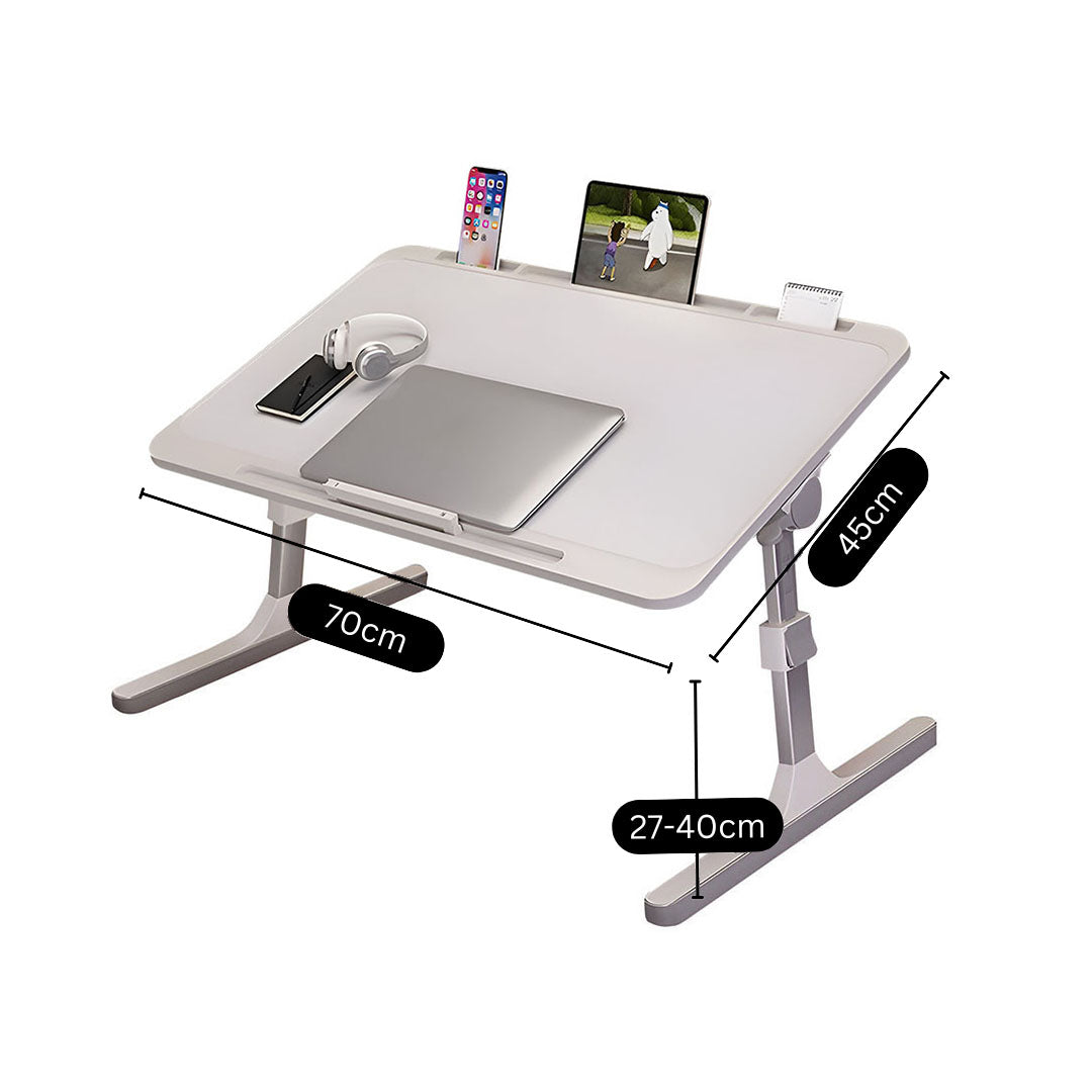 SOGA 70X45cm White Small Laptop Bed Portable Foldable Study Table Adjustable • LUZ-BedTableA14
