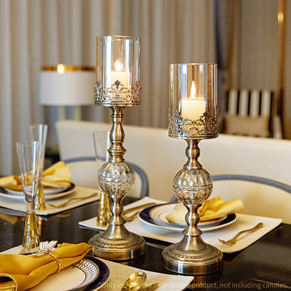 SOGA 47cm Glass Candle Holder Candle Stand Glass/Metal • LUZ-CandleStickALarge