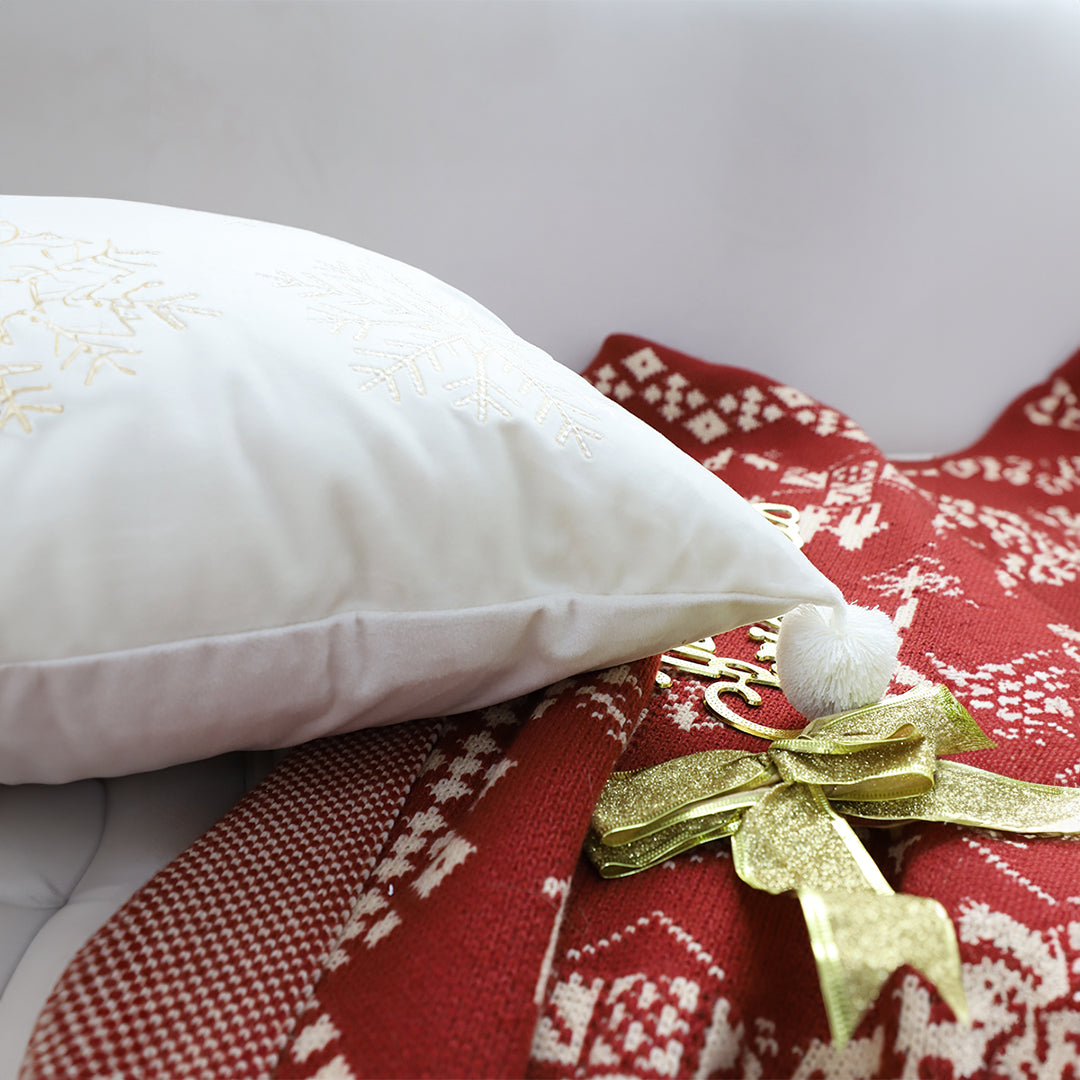SOGA 2X 45cm Throw Pillow White Soft Plush Cushion Christmas Snowflake Ball Square For festive Holiday • LUZ-FrenchCushion267X2