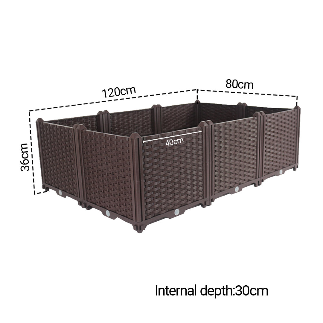 SOGA 120cm Raised Planter Box Vegetable Herb Flower Outdoor Plastic Plants Garden Bed Deepen • LUZ-PlantBox6D