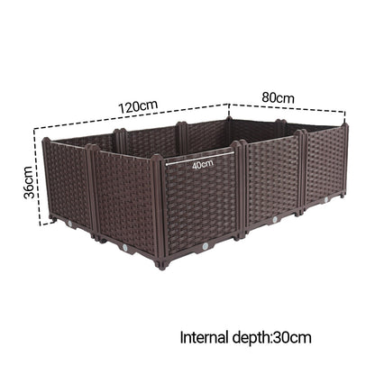 SOGA 120cm Raised Planter Box Vegetable Herb Flower Outdoor Plastic Plants Garden Bed Deepen • LUZ-PlantBox6D