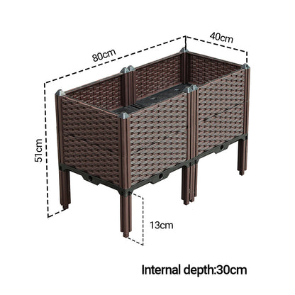 SOGA 80cm Raised Planter Box Vegetable Herb Flower Outdoor Plastic Plants Garden Bed with Legs Deepen • LUZ-PlantBox2F