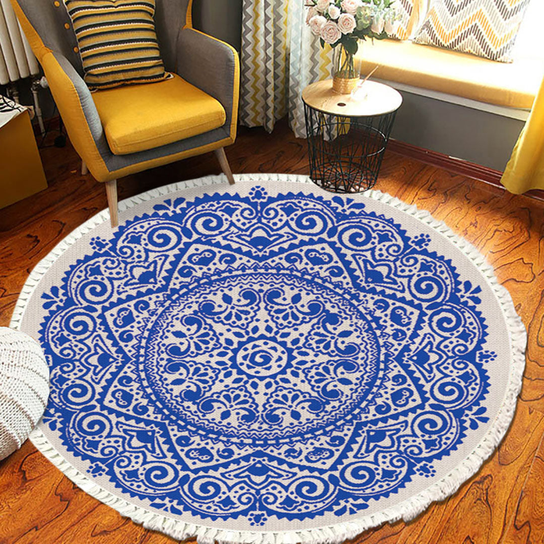 SOGA 2X 120cm Mandala Round Tapestry Indian Area Rug for Living Room Lounge, Anti-slip Doormat, Home Decor • LUZ-CarpetXLS56X2