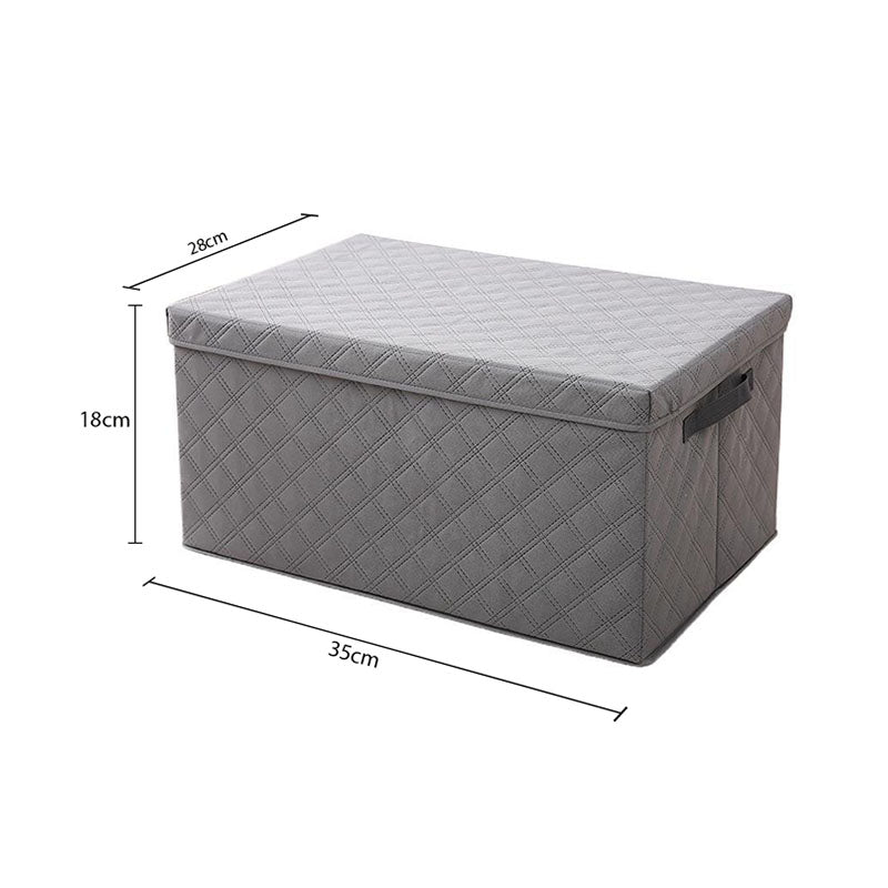 SOGA 2X Small Grey Non-Woven Diamond Quilt Grid Fabric Storage/Organizer Box • LUZ-SBox041X2