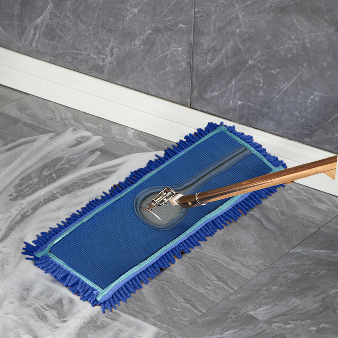 SOGA 100x22 Blue Microfiber Flat Mop Floor Cleaning Pads Rotating Dust Remover • LUZ-MopHead100