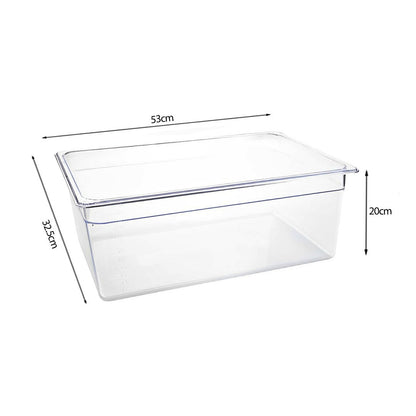 SOGA 200mm Clear Gastronorm GN Pan 1/1 Food Tray Storage Bundle of 6 with Lid • LUZ-VICPans1404wLidX6