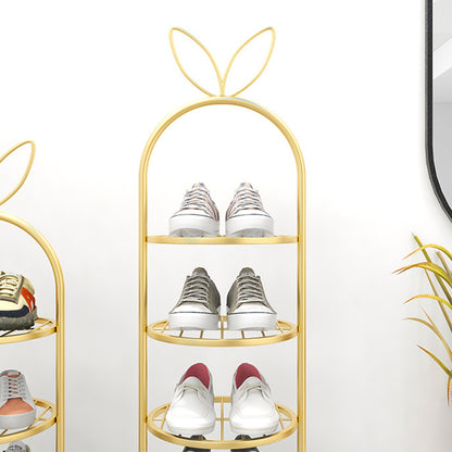 SOGA 6 Tier Bunny Ears Shape Gold Plated Metal Shoe Organizer Space Saving Portable Footwear Storage Shelf • LUZ-FPotXJ09