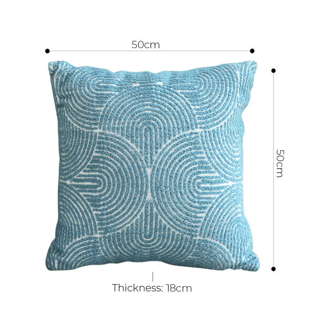 SOGA 2X 50cm Blue Throw Pillow Geometric Indoor and Outdoor Corded for Home Decor • LUZ-FrenchCushion319X2