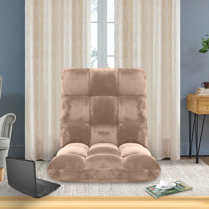 SOGA 2X Floor Recliner Folding Lounge Sofa Futon Couch Folding Chair Cushion Light Apricot • LUZ-LoungeChairLightApricotX2