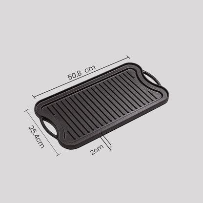 SOGA 2X 50.8cm Cast Iron Ridged Griddle Hot Plate Grill Pan BBQ Stovetop • LUZ-ZPai009X2