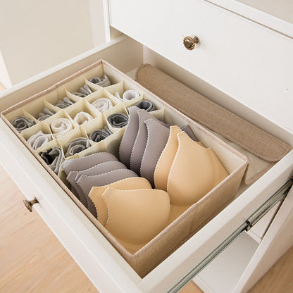 SOGA 2X Beige Flip Top Underwear Storage Box Foldable Wardrobe Partition Drawer Home Organiser • LUZ-SBox032X2