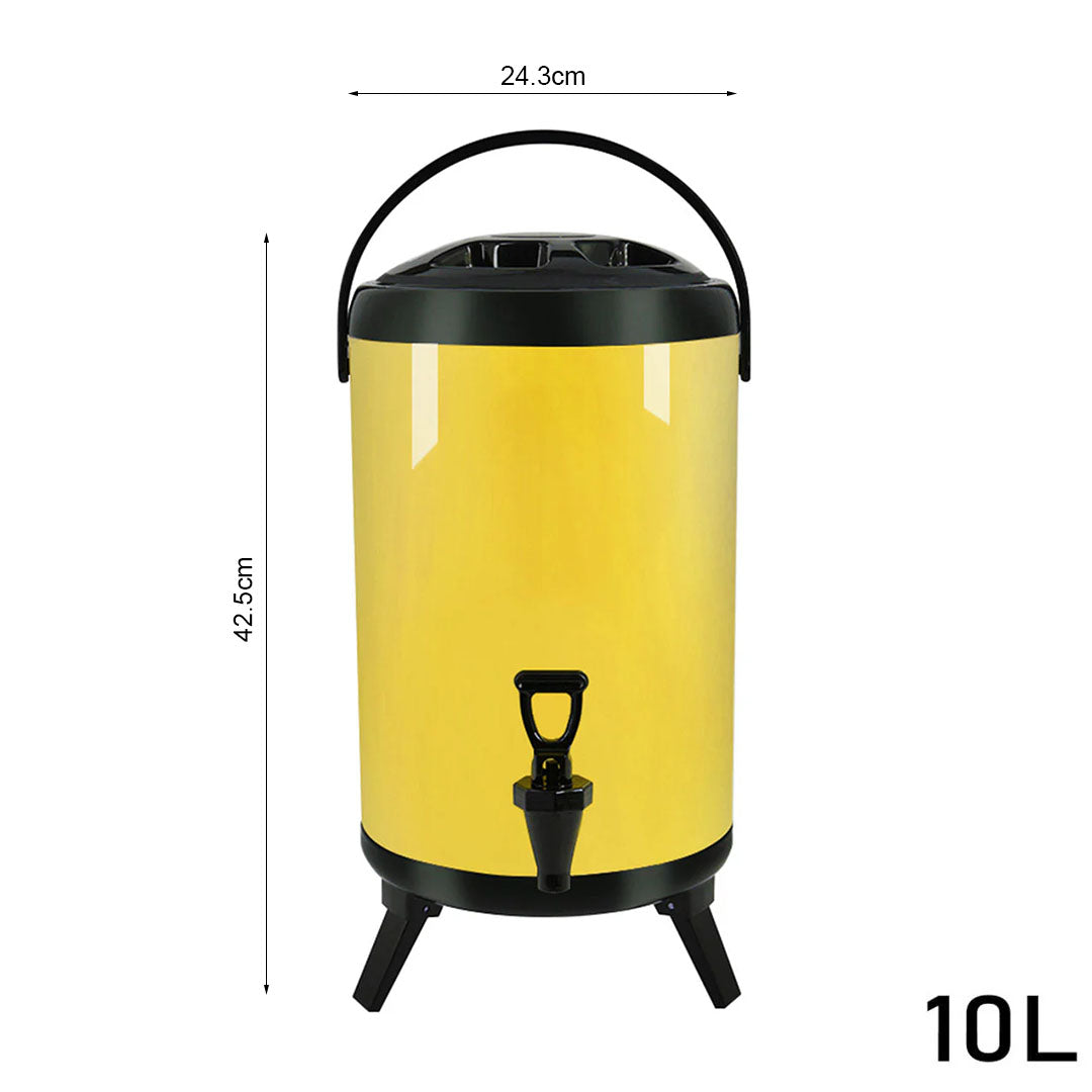 SOGA 10L Stainless Steel Insulated Milk Tea Barrel Hot and Cold Beverage Dispenser Container with Faucet Yellow • LUZ-VICDispenser10LYEL