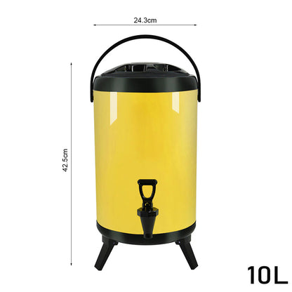 SOGA 10L Stainless Steel Insulated Milk Tea Barrel Hot and Cold Beverage Dispenser Container with Faucet Yellow • LUZ-VICDispenser10LYEL