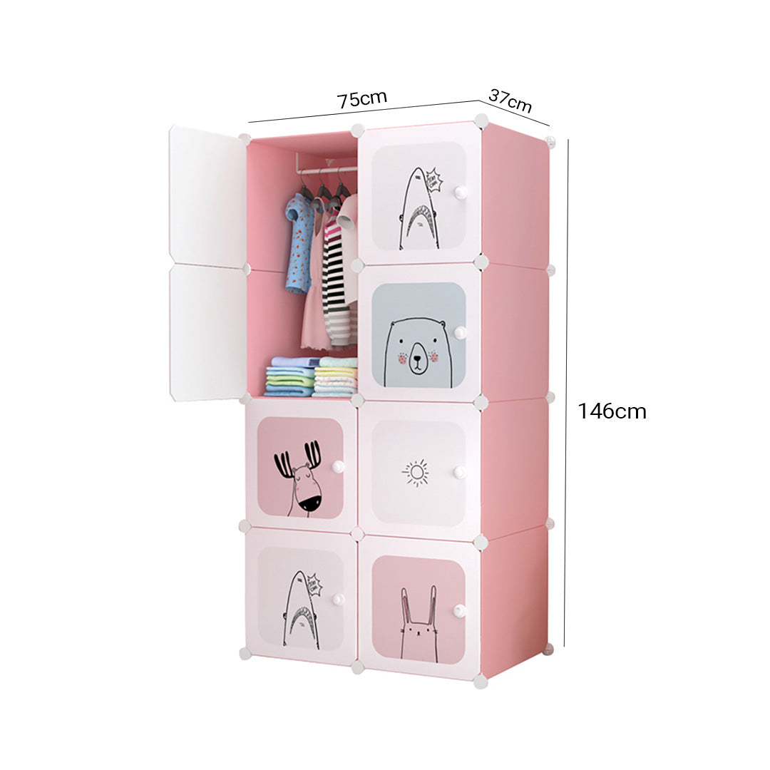 SOGA 8 Cubes Pink Portable Wardrobe Divide-Grid Modular Storage Organiser Foldable Closet • LUZ-Wrobe2010
