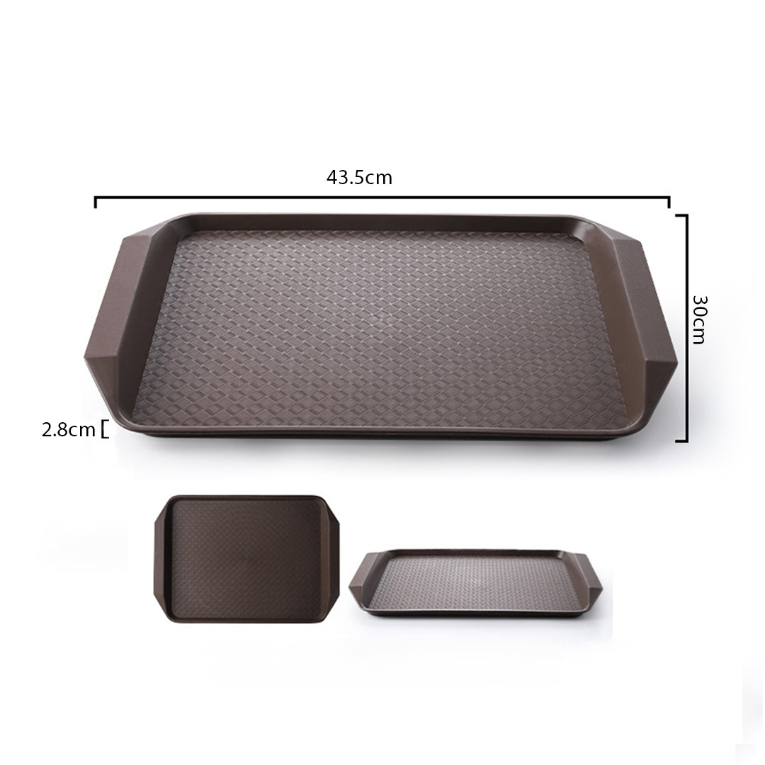 SOGA Rectangular Serving Tray Heavy Duty Waterproof Stackable Plastic Food Snack Pan Set of 10 Coffee • LUZ-PVPlateCoffeeX10