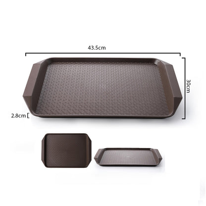 SOGA Rectangular Serving Tray Heavy Duty Waterproof Stackable Plastic Food Snack Pan Set of 10 Coffee • LUZ-PVPlateCoffeeX10