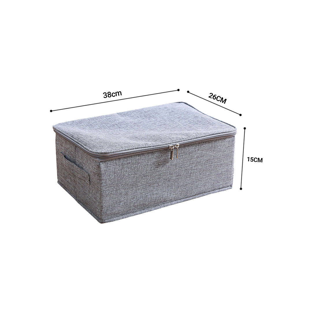 SOGA Grey Small Portable Double Zipper Storage Box Moisture Proof Clothes Basket Foldable Home Organiser • LUZ-SBox021