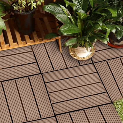 SOGA 2X 11 pcs Light Chocolate DIY Wooden Composite Decking Tiles Garden Outdoor Backyard Flooring Home Decor • LUZ-Deck7004X2